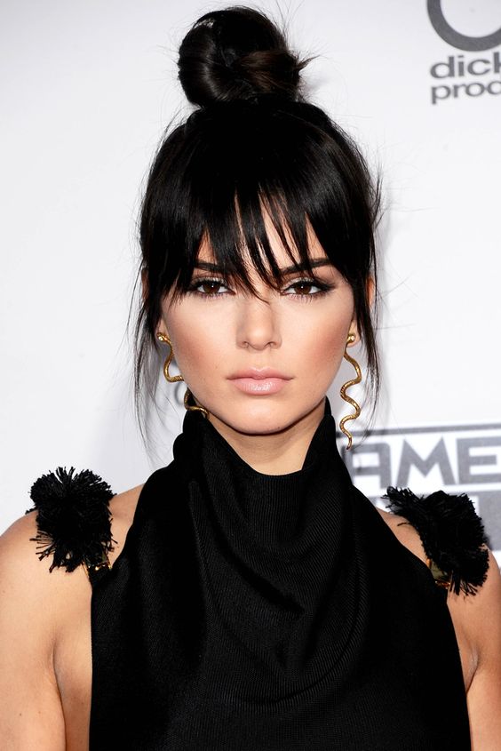 Kendall Jenner sporting a faux bangs hairstyle