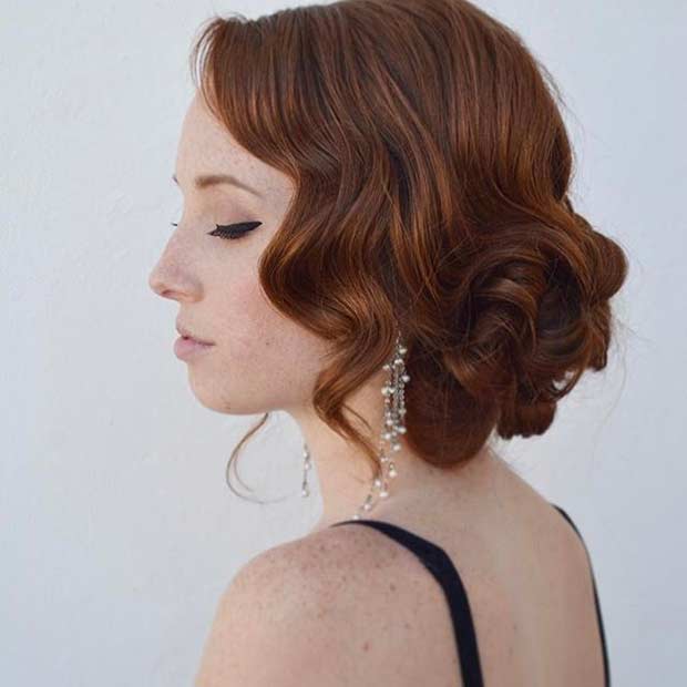 prom hair side swept curls